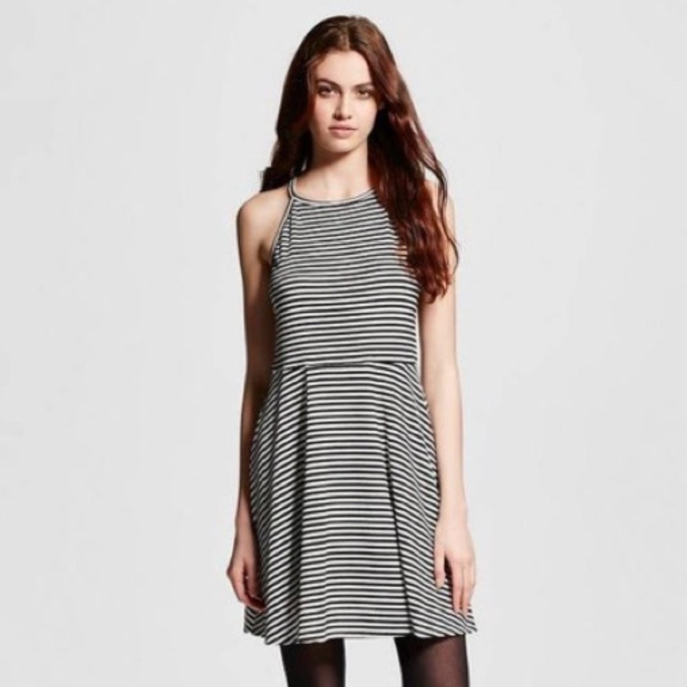 Mossimo Black and White Striped Halter Dress | XS